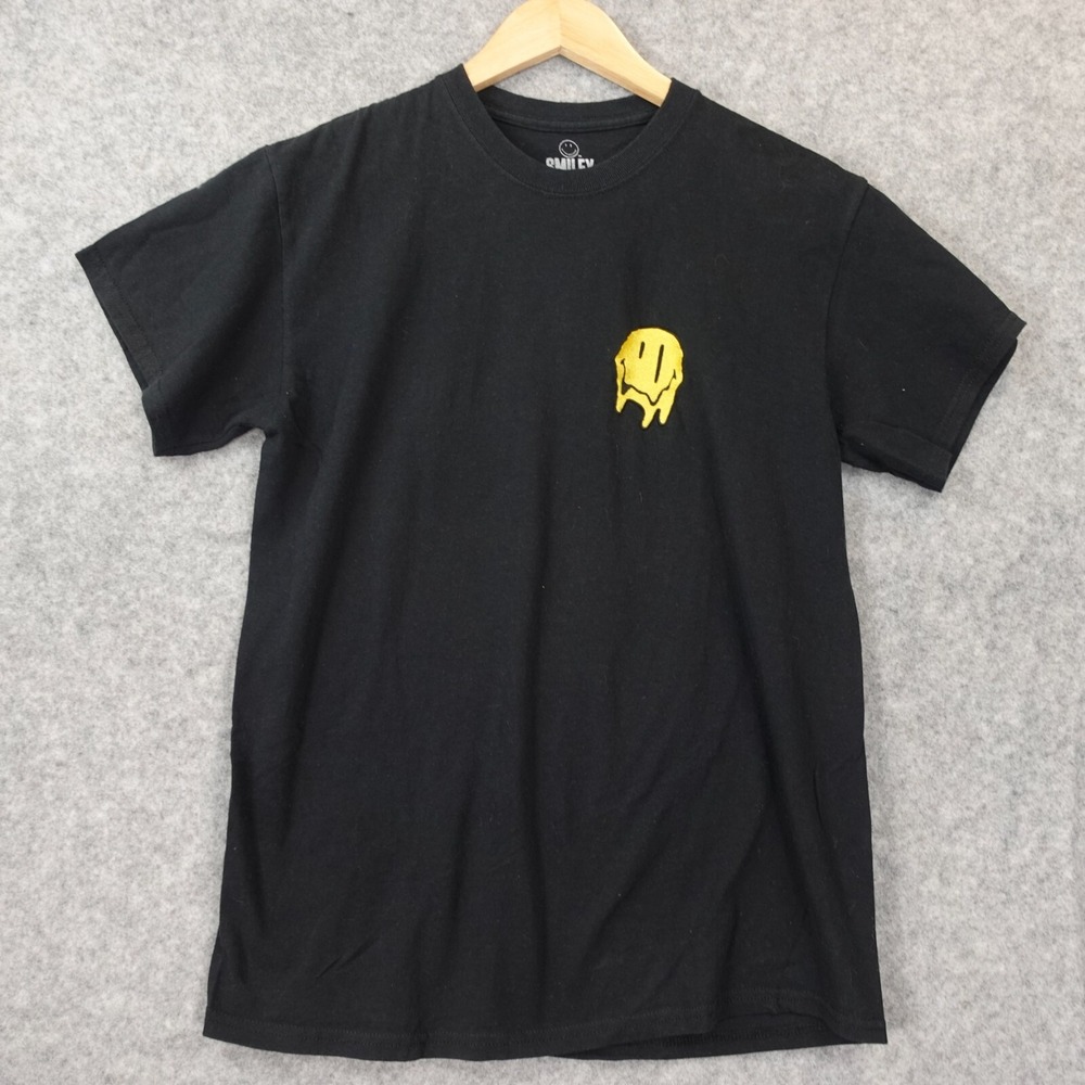 Melting Emoji Shirt Mens Small Black Statement Tee Urban Street SMILEY COMPANY
